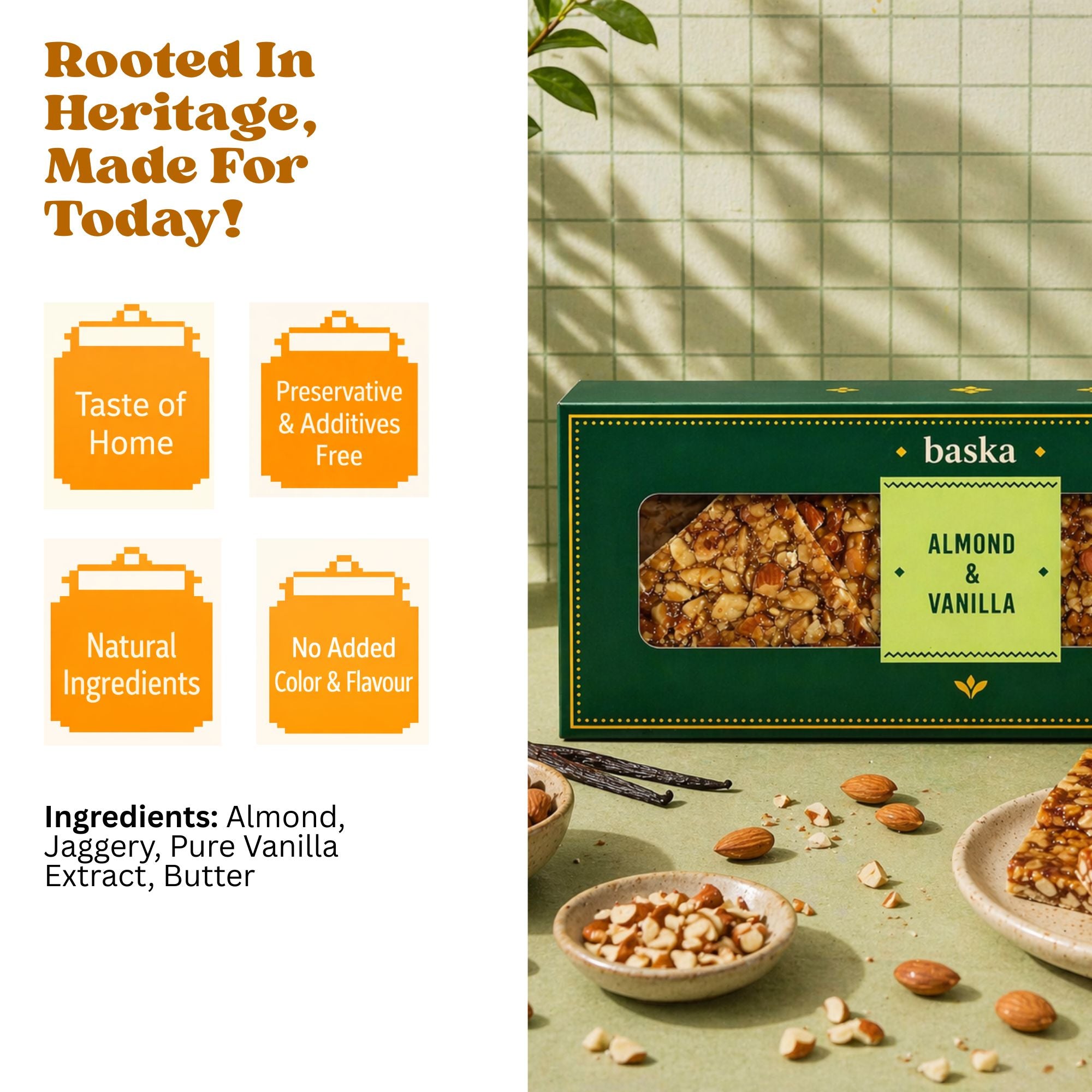 Almond & Vanilla Brittle (150gms)