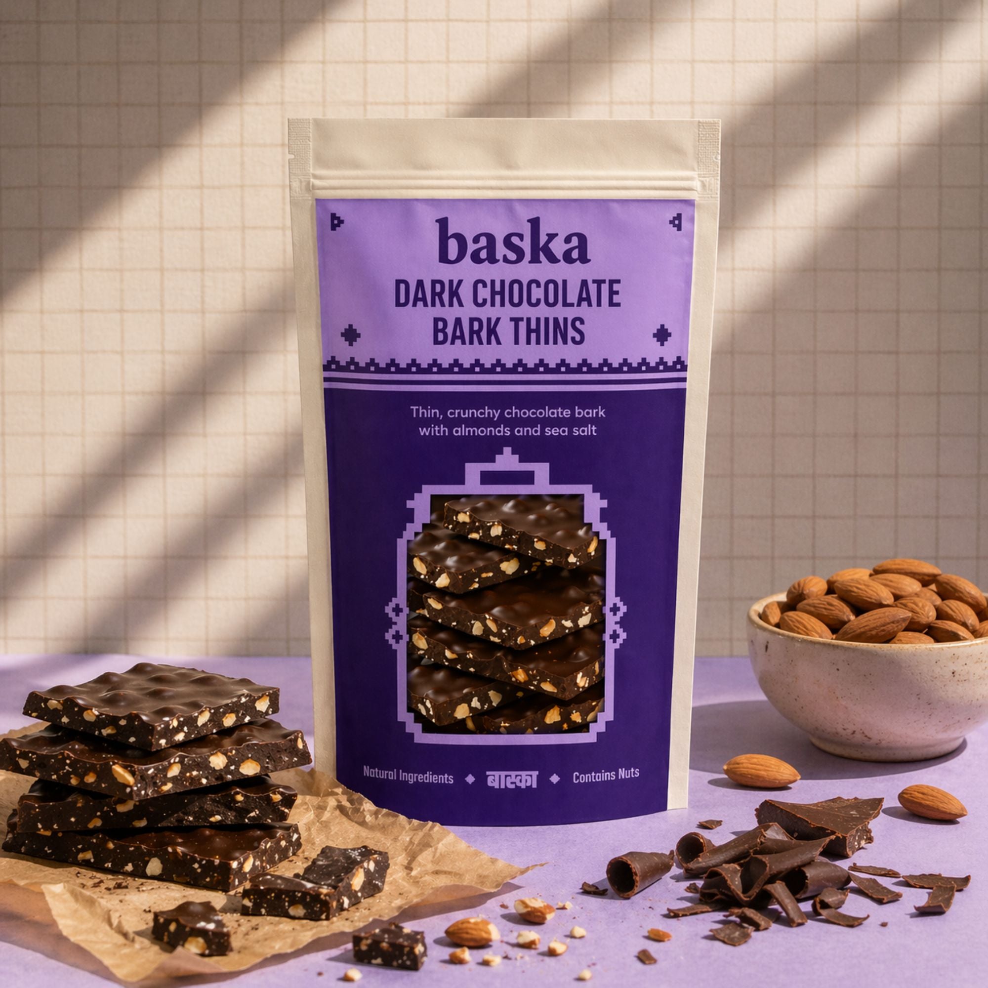 Dark Chocolate Bark Thins with Almonds & Sea Salt
