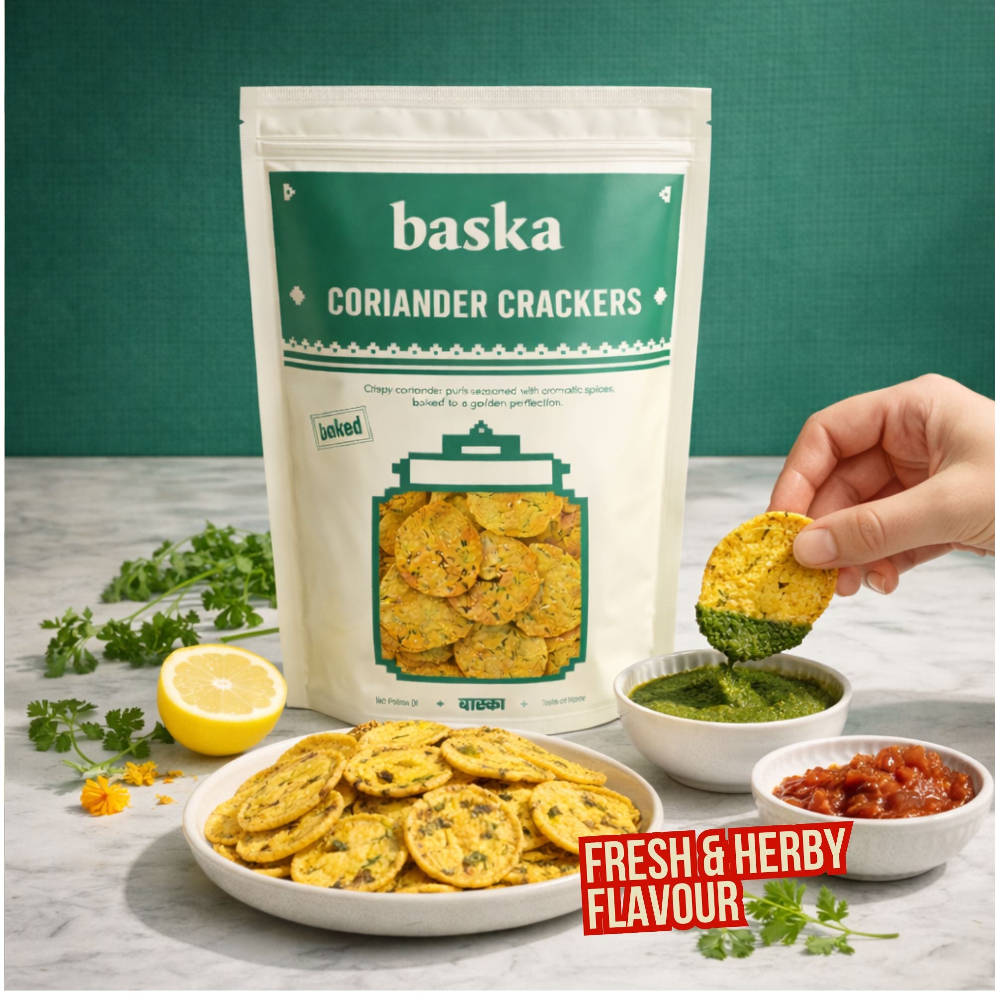 Baked Coriander Crackers - (Kothmir Puri)