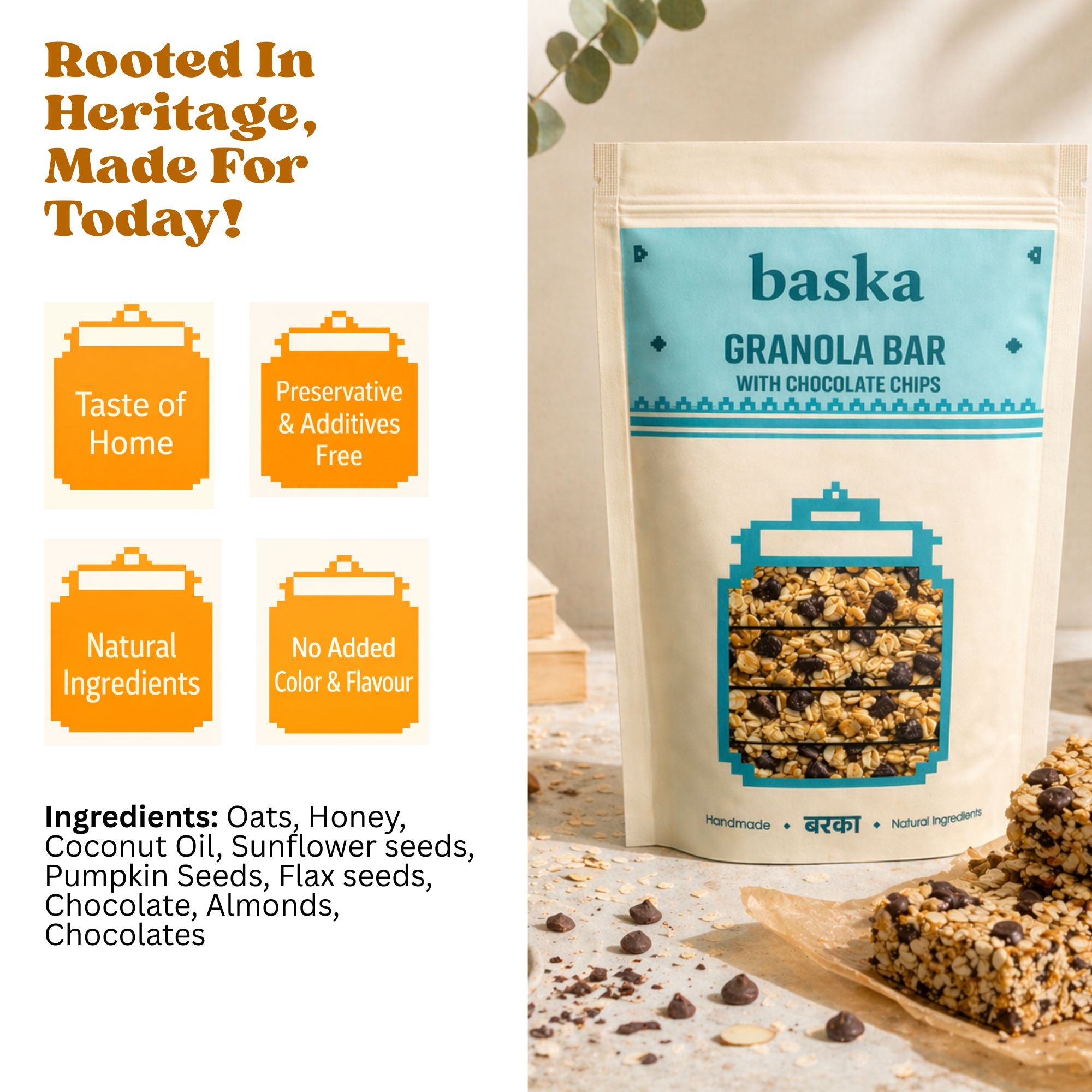 Granola Bar with Chocolate - (4 Bars)