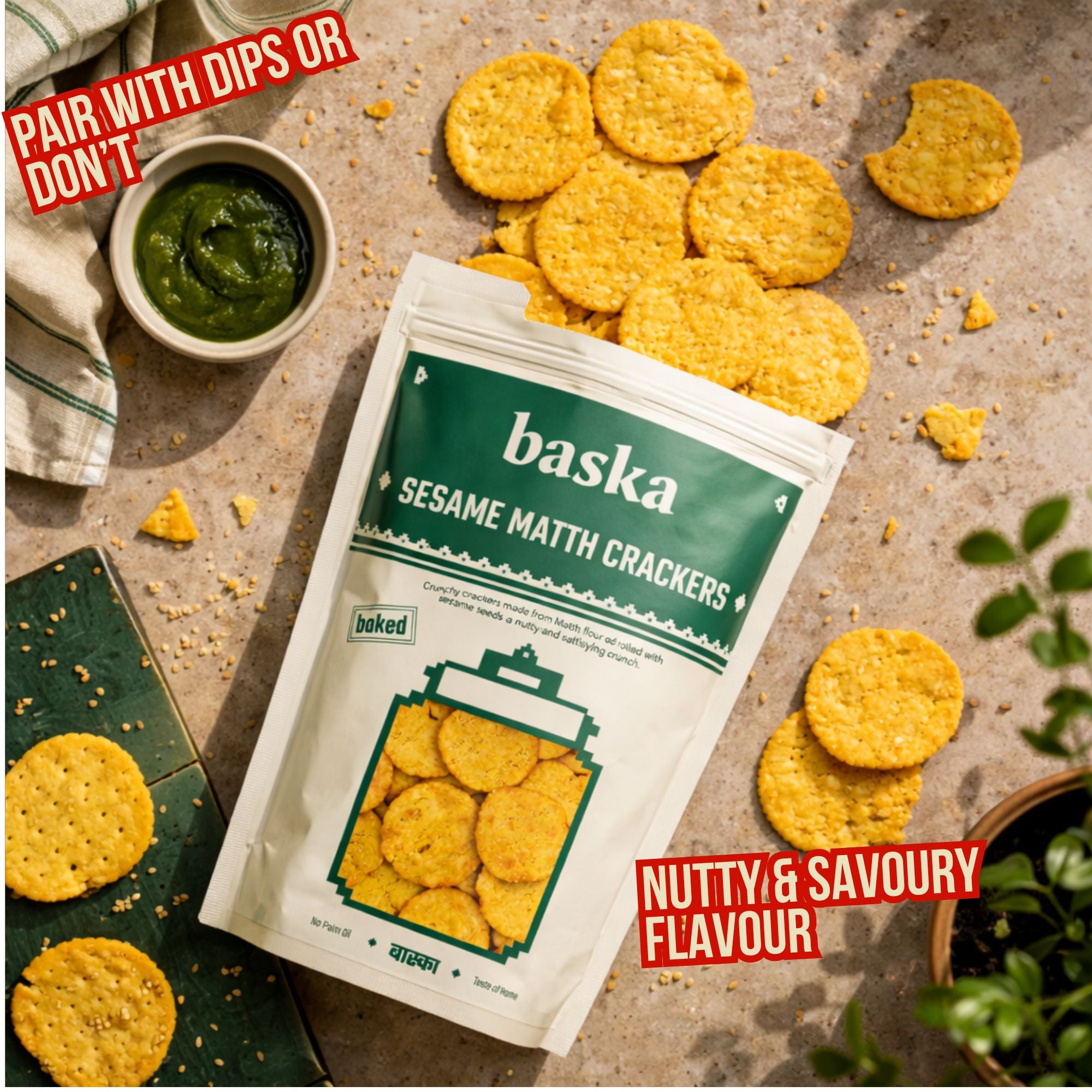 Baked Sesame Matth Crackers