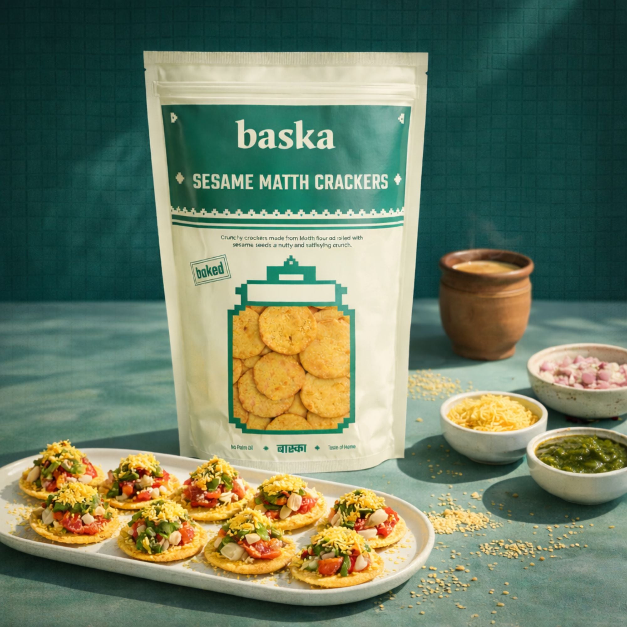 Baked Sesame Matth Crackers