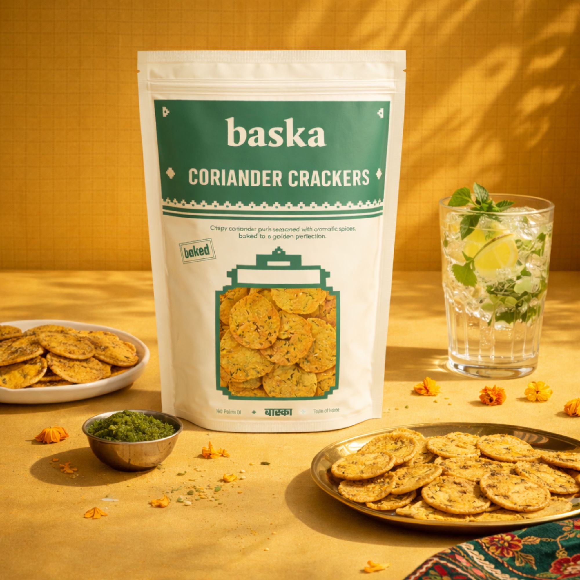 Baked Coriander Crackers - (Kothmir Puri)