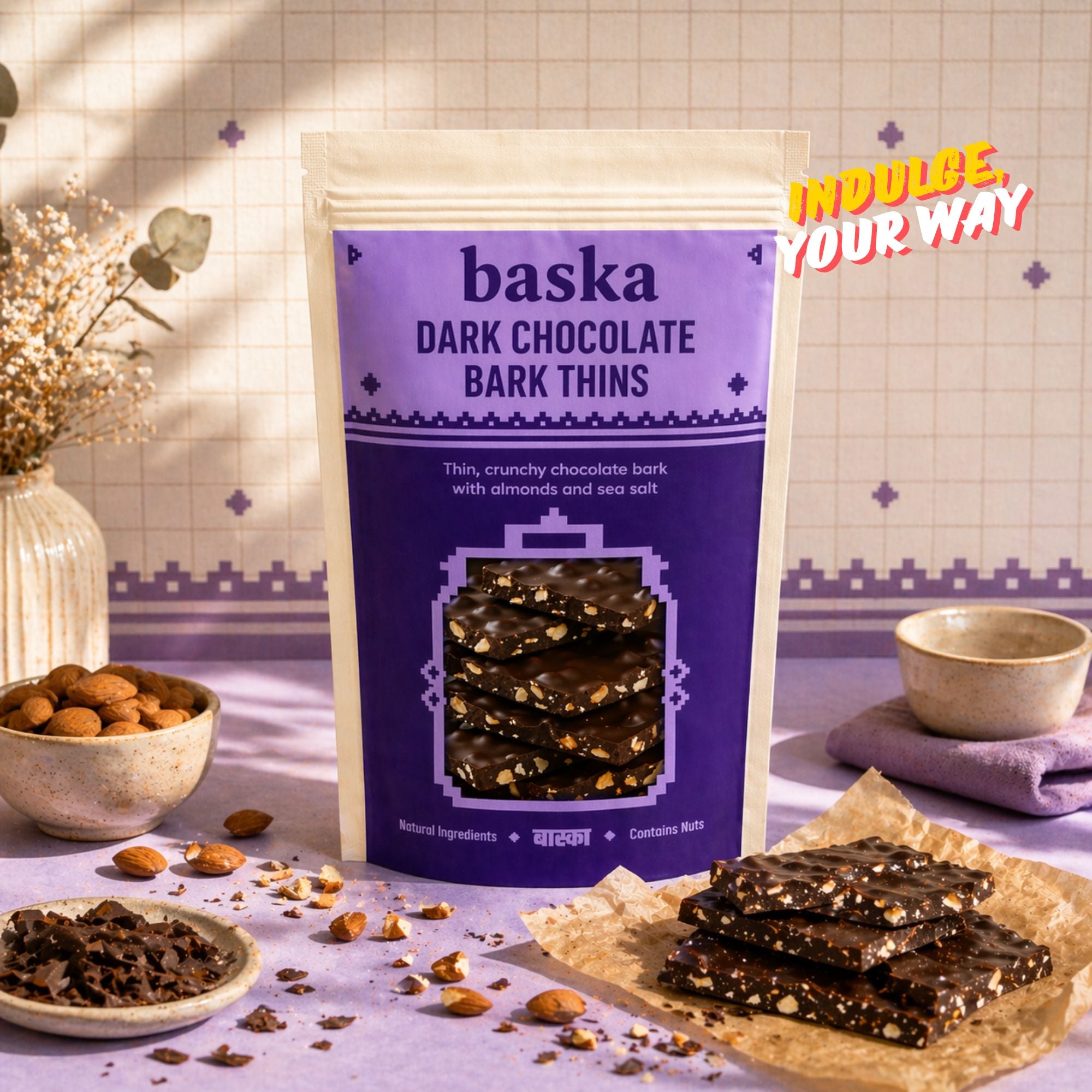 Dark Chocolate Bark Thins with Almonds & Sea Salt