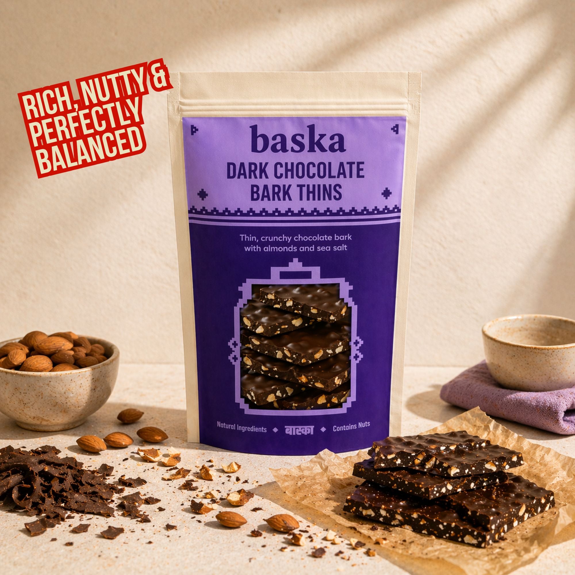 Dark Chocolate Bark Thins with Almonds & Sea Salt