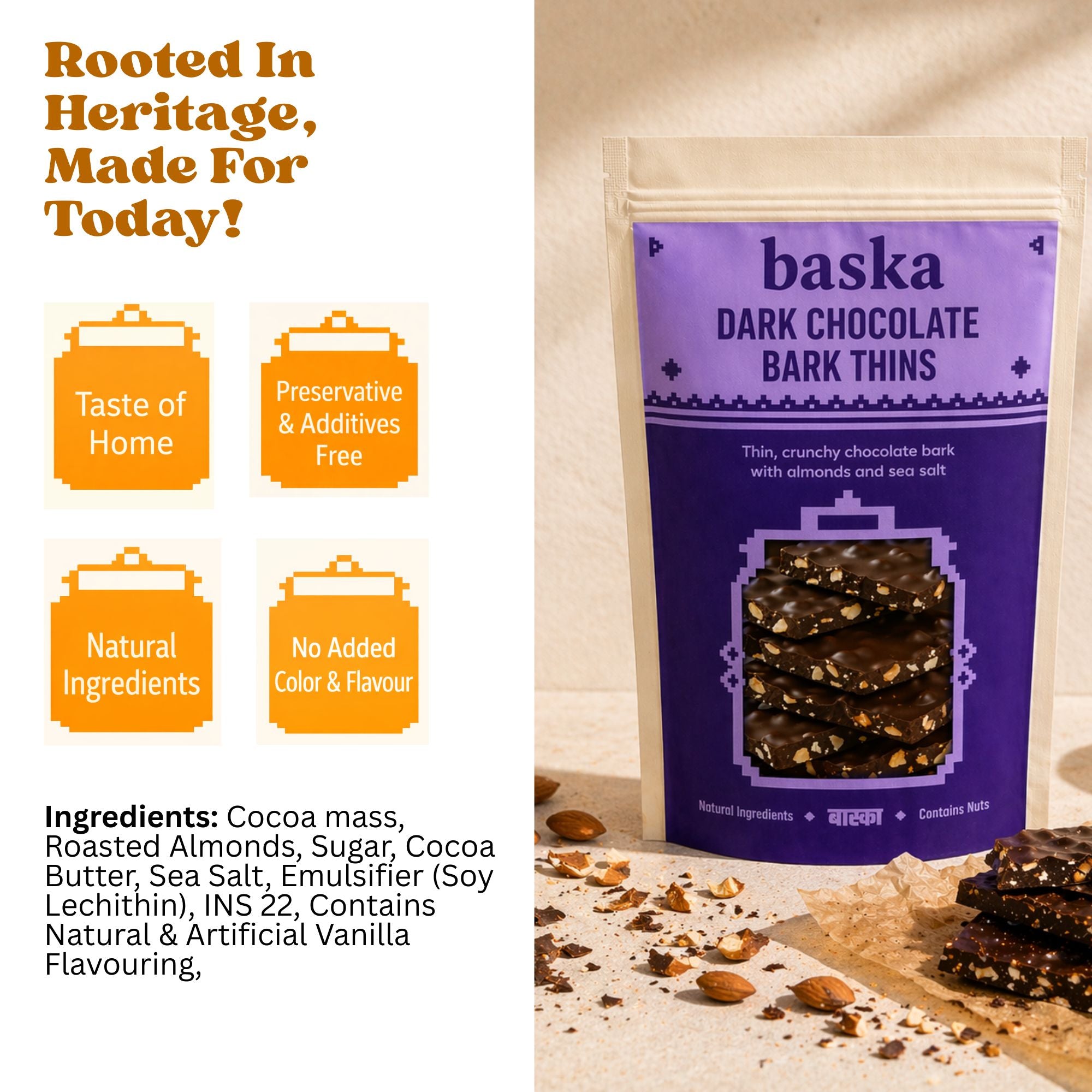Dark Chocolate Bark Thins with Almonds & Sea Salt