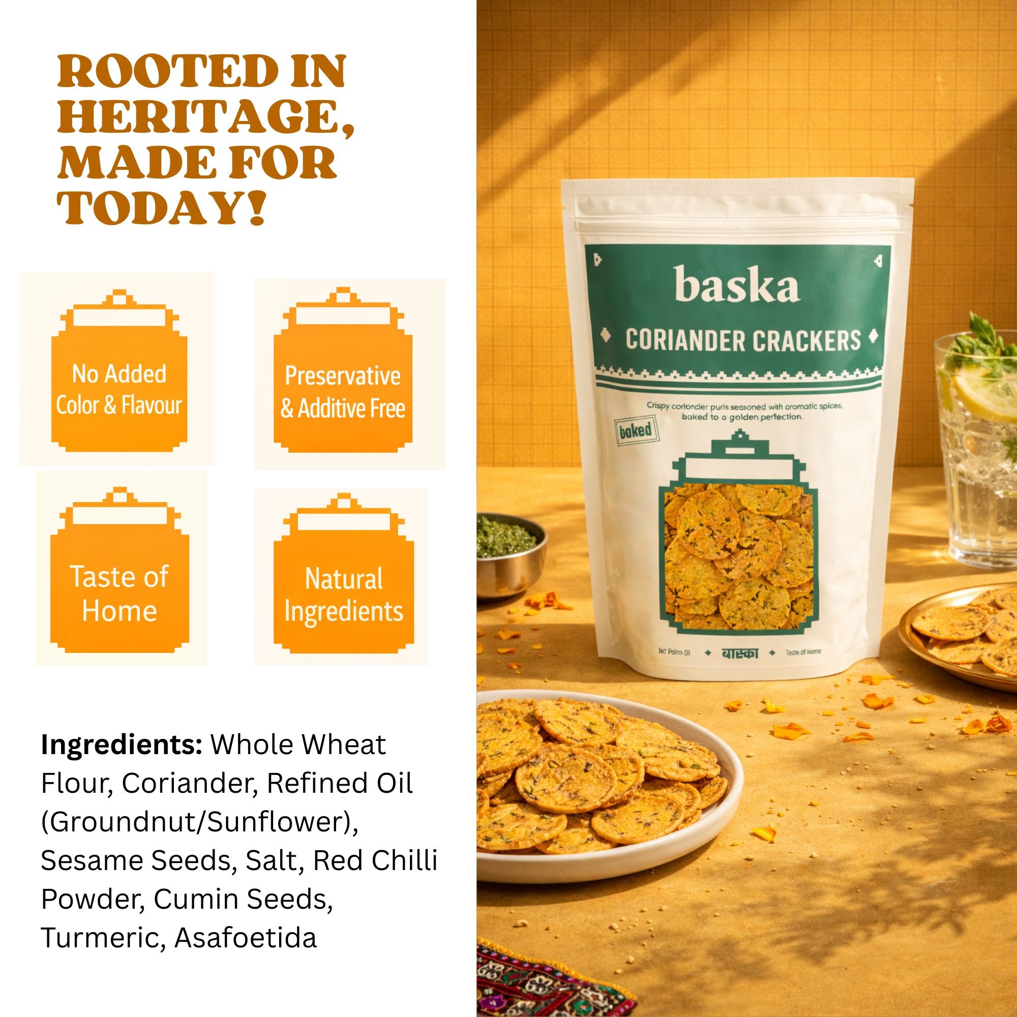 Baked Coriander Crackers - (Kothmir Puri)