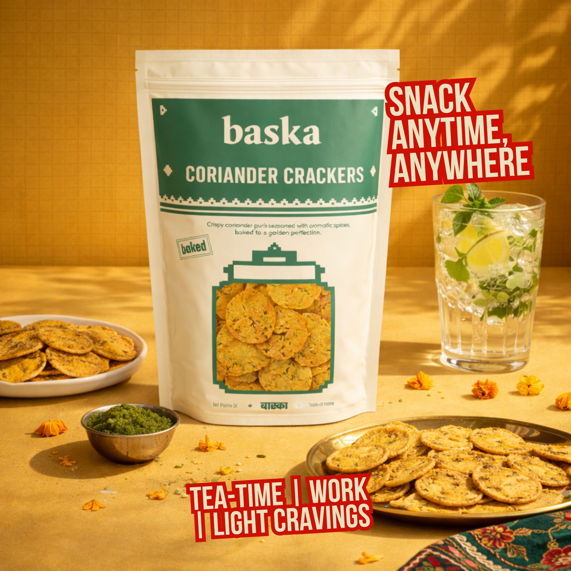 Baked Coriander Crackers - (Kothmir Puri)