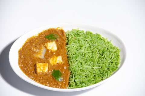 Paneer Tawa Masala  With Spinach Rice