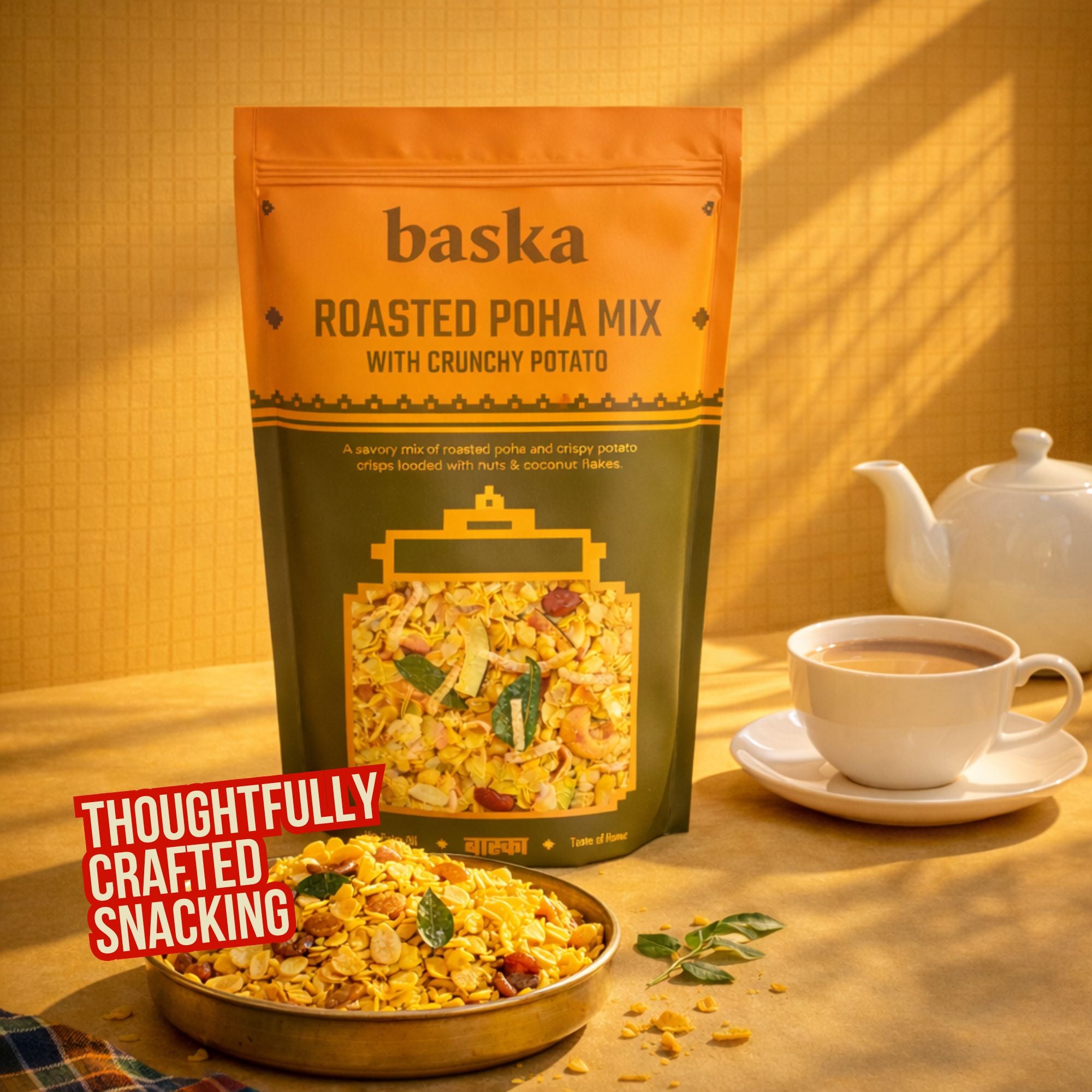 Roasted Poha & Crunchy Potato Mix - (Roasted Poha Chevda)