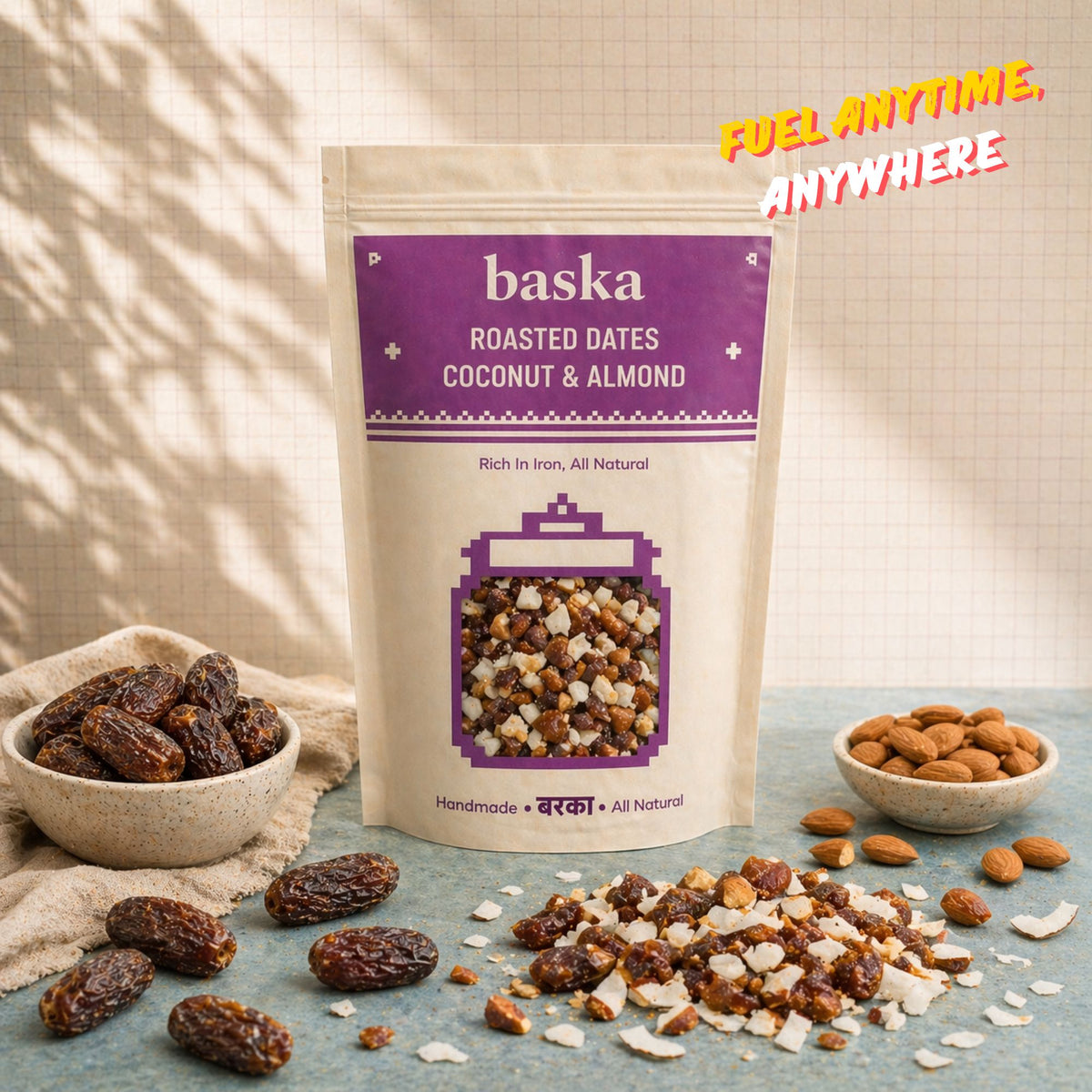 Roasted Dates, Coconut & Almonds (350 Gm) – Baska Foods