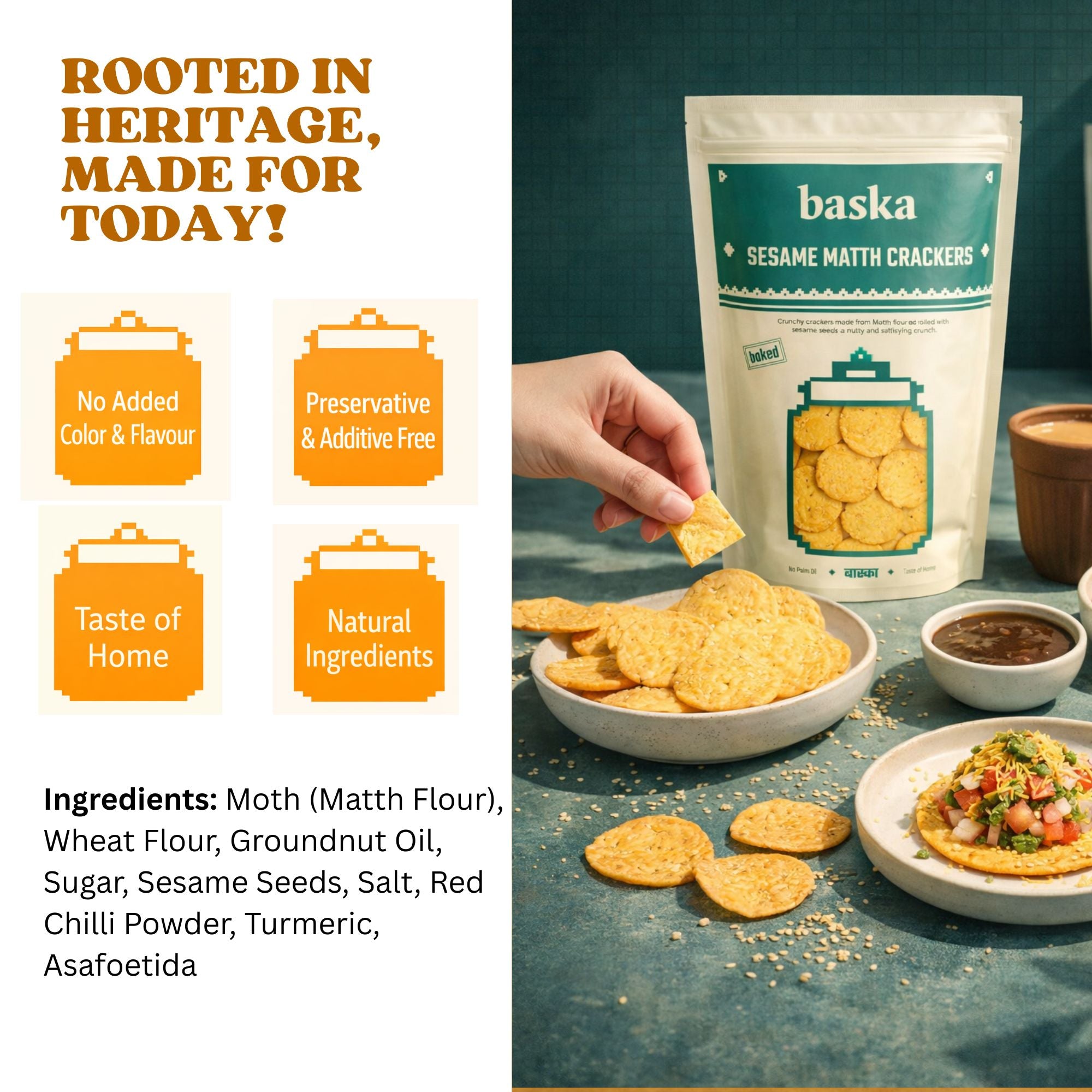 Baked Sesame Matth Crackers